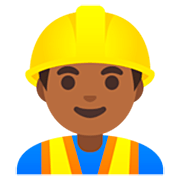 👷🏾‍♂️ Emoji Bauarbeiter: mitteldunkle Hautfarbe Google 15.0.