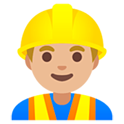 👷🏼‍♂️ Emoji Obrero Hombre: Tono De Piel Claro Medio en Google 15.0.