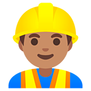 Emoji 👷🏽‍♂️ Operaio Edile Uomo: Carnagione Olivastra su Google 15.0.