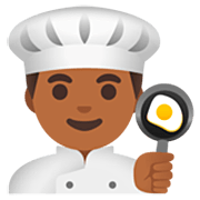 Émoji 👨🏾‍🍳 Cuisinier : Peau Mate sur Google 15.0.
