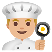 Emoji 👨🏼‍🍳 Cuoco: Carnagione Abbastanza Chiara su Google 15.0.