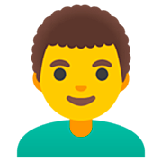 Émoji 👨‍🦱 Homme : Cheveux Bouclés sur Google 15.0.