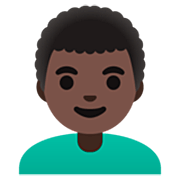 Emoji 👨🏿‍🦱 Uomo: Carnagione Scura E Capelli Ricci su Google 15.0.