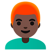 Emoji 👨🏿‍🦰 Uomo: Carnagione Scura E Capelli Rossi su Google 15.0.
