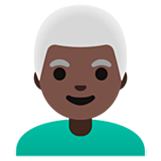 👨🏿‍🦳 Emoji Mann: dunkle Hautfarbe, weißes Haar Google 15.0.