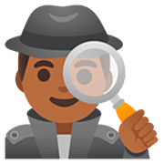 🕵🏾‍♂️ Emoji Detective Hombre: Tono De Piel Oscuro Medio en Google 15.0.