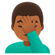 Emoji 🤦🏾‍♂️ Uomo Esasperato: Carnagione Abbastanza Scura su Google 15.0.