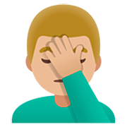 Emoji 🤦🏼‍♂️ Uomo Esasperato: Carnagione Abbastanza Chiara su Google 15.0.