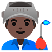 👨🏿‍🏭 Emoji Fabrikarbeiter: dunkle Hautfarbe Google 15.0.