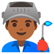 👨🏾‍🏭 Emoji Fabrikarbeiter: mitteldunkle Hautfarbe Google 15.0.