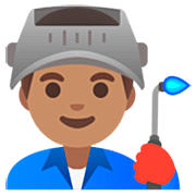 Emoji 👨🏽‍🏭 Operaio: Carnagione Olivastra su Google 15.0.