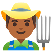 Emoji 👨🏾‍🌾 Contadino: Carnagione Abbastanza Scura su Google 15.0.