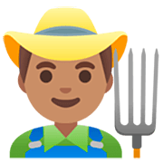 Emoji 👨🏽‍🌾 Contadino: Carnagione Olivastra su Google 15.0.