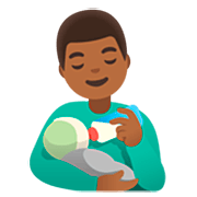 Homem Alimentando Bebê: Pele Morena Escura Google 15.0.