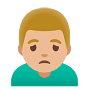 Emoji 🙍🏼‍♂️ Uomo Corrucciato: Carnagione Abbastanza Chiara su Google 15.0.