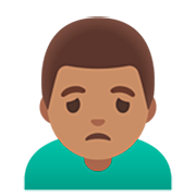 Emoji 🙍🏽‍♂️ Uomo Corrucciato: Carnagione Olivastra su Google 15.0.
