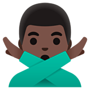 Emoji 🙅🏿‍♂️ Uomo Con Gesto Di Rifiuto: Carnagione Scura su Google 15.0.