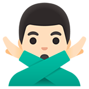 Emoji 🙅🏻‍♂️ Uomo Con Gesto Di Rifiuto: Carnagione Chiara su Google 15.0.