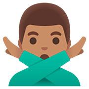 Emoji 🙅🏽‍♂️ Uomo Con Gesto Di Rifiuto: Carnagione Olivastra su Google 15.0.