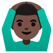 Mann mit Händen auf dem Kopf: dunkle Hautfarbe Google 15.0.