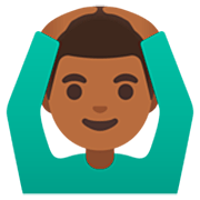 Mann mit Händen auf dem Kopf: mitteldunkle Hautfarbe Google 15.0.