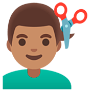 💇🏽‍♂️ Emoji Hombre Cortándose El Pelo: Tono De Piel Medio en Google 15.0.