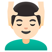 💆🏻‍♂️ Emoji Homem Recebendo Massagem Facial: Pele Clara na Google 15.0.