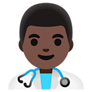 👨🏿‍⚕️ Emoji Profesional Sanitario Hombre: Tono De Piel Oscuro en Google 15.0.