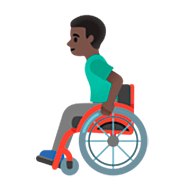 👨🏿‍🦽 Emoji Mann in manuellem Rollstuhl: dunkle Hautfarbe Google 15.0.