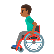 👨🏾‍🦽 Emoji Homem Em Cadeira De Rodas Manual: Pele Morena Escura na Google 15.0.