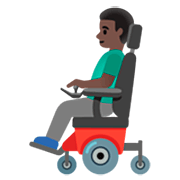 👨🏿‍🦼 Emoji Mann in elektrischem Rollstuhl: dunkle Hautfarbe Google 15.0.