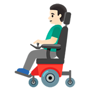 Mann in elektrischem Rollstuhl: helle Hautfarbe Google 15.0.
