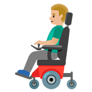 👨🏼‍🦼 Emoji Homem Em Cadeira De Rodas Motorizada: Pele Morena Clara na Google 15.0.