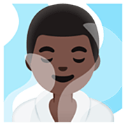 🧖🏿‍♂️ Emoji Homem Na Sauna: Pele Escura na Google 15.0.