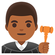 Emoji 👨🏾‍⚖️ Giudice Uomo: Carnagione Abbastanza Scura su Google 15.0.