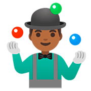 Emoji 🤹🏾‍♂️ Giocoliere Uomo: Carnagione Abbastanza Scura su Google 15.0.