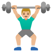 🏋🏼‍♂️ Emoji Hombre Levantando Pesas: Tono De Piel Claro Medio en Google 15.0.