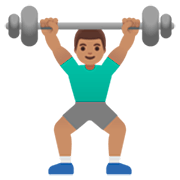 🏋🏽‍♂️ Emoji Homem Levantando Peso: Pele Morena na Google 15.0.
