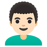 Émoji 👨🏻‍🦱 Homme : Peau Claire Et Cheveux Bouclés sur Google 15.0.