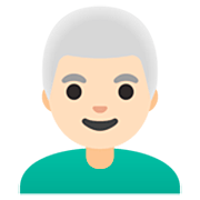 👨🏻‍🦳 Emoji Homem: Pele Clara E Cabelo Branco na Google 15.0.
