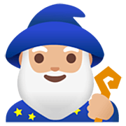 🧙🏼‍♂️ Emoji Mago: Tono De Piel Claro Medio en Google 15.0.