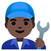 👨🏿‍🔧 Emoji Mechaniker: dunkle Hautfarbe Google 15.0.