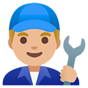 Emoji 👨🏼‍🔧 Meccanico Uomo: Carnagione Abbastanza Chiara su Google 15.0.