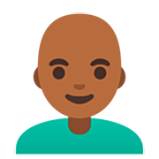 👨🏾‍🦲 Emoji Hombre: Tono De Piel Oscuro Medio Y Sin Pelo en Google 15.0.