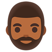 Emoji 🧔🏾‍♂️ Donna Con La Barba Carnagione Abbastanza Scura su Google 15.0.