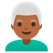 Emoji 👨🏾‍🦳 Uomo: Carnagione Abbastanza Scura E Capelli Bianchi su Google 15.0.