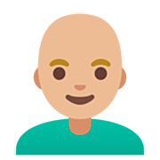 Emoji 👨🏼‍🦲 Uomo: Carnagione Abbastanza Chiara E Calvo su Google 15.0.