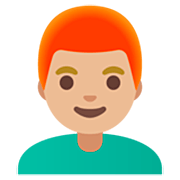 👨🏼‍🦰 Emoji Mann: mittelhelle Hautfarbe, rotes Haar Google 15.0.