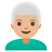 👨🏼‍🦳 Emoji Hombre: Tono De Piel Claro Medio Y Pelo Blanco en Google 15.0.