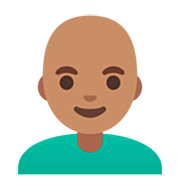 👨🏽‍🦲 Emoji Mann: mittlere Hautfarbe, Glatze Google 15.0.